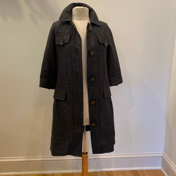 Vertigo Paris Womens Black Long Blazer or. Coat w Belt / Size Small - Picture 2 of 16